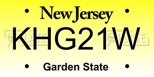 KHG21W New Jersey License Plate