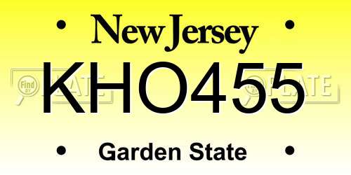 KHO455 New Jersey License Plate