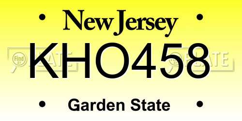 KHO458 New Jersey License Plate