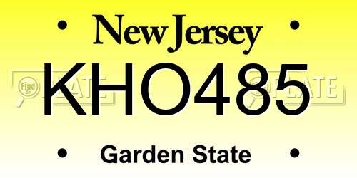 KHO485 New Jersey License Plate