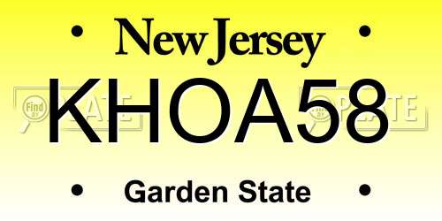 KHOA58 New Jersey License Plate