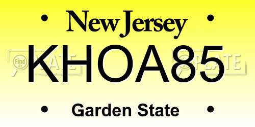 KHOA85 New Jersey License Plate