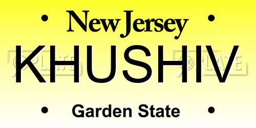 KHUSHIV New Jersey License Plate