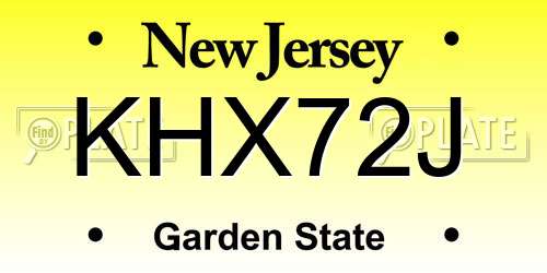 KHX72J New Jersey License Plate