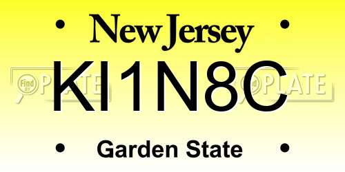 KI1N8C New Jersey License Plate