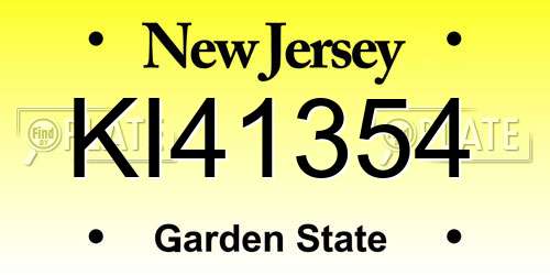 KI41354 New Jersey License Plate