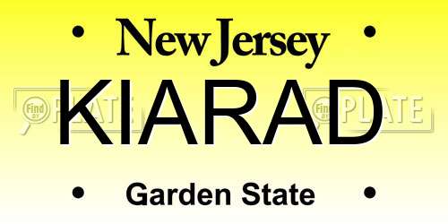 KIARAD New Jersey License Plate