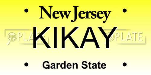 KIKAY New Jersey License Plate