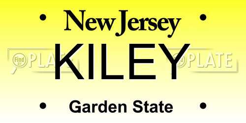 KILEY New Jersey License Plate