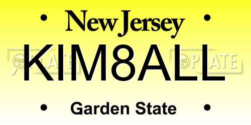 KIM8ALL New Jersey License Plate