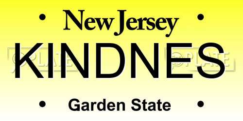KINDNES New Jersey License Plate