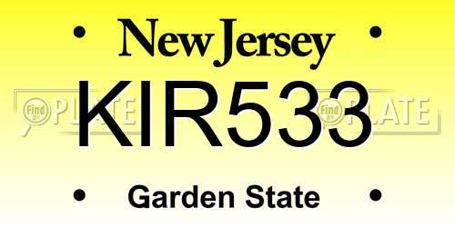 KIR533 New Jersey License Plate