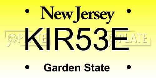 KIR53E New Jersey License Plate