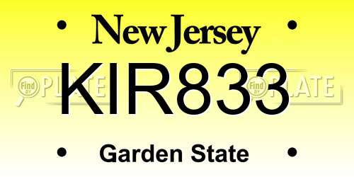 KIR833 New Jersey License Plate