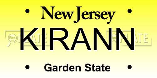KIRANN New Jersey License Plate