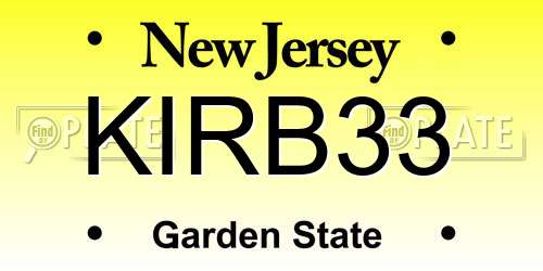 KIRB33 New Jersey License Plate