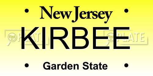 KIRBEE New Jersey License Plate