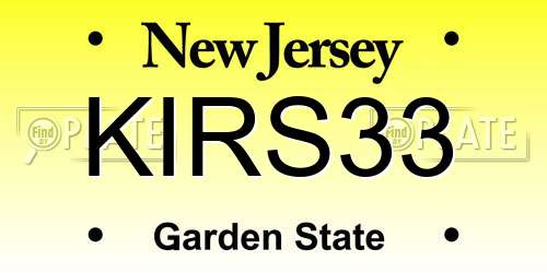 KIRS33 New Jersey License Plate