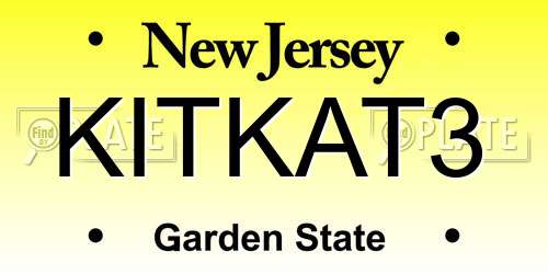 KITKAT3 New Jersey License Plate