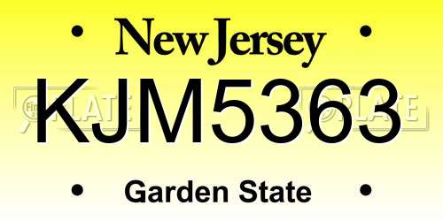 KJM5363 New Jersey License Plate