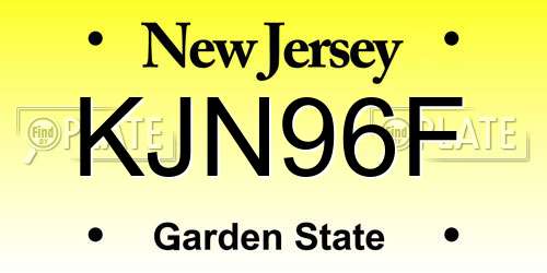 KJN96F New Jersey License Plate