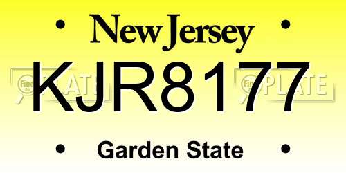 KJR8177 New Jersey License Plate