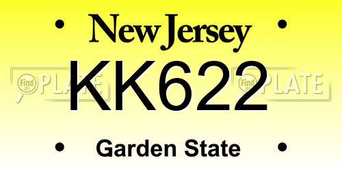 KK622 New Jersey License Plate