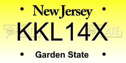 KKL14X New Jersey License Plate