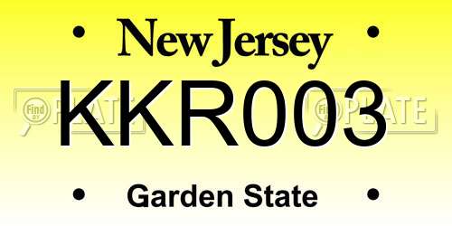 KKR003 New Jersey License Plate