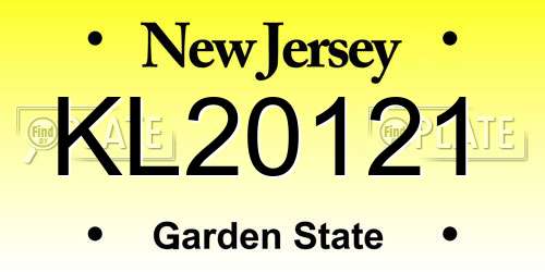 KL20121 New Jersey License Plate