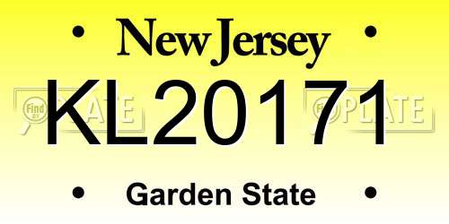 KL20171 New Jersey License Plate