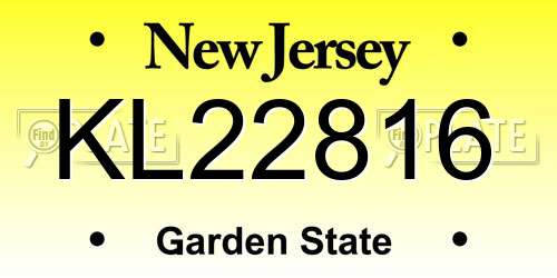 KL22816 New Jersey License Plate