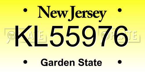 KL55976 New Jersey License Plate