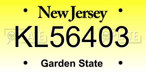KL56403 New Jersey License Plate