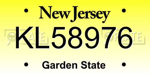 KL58976 New Jersey License Plate