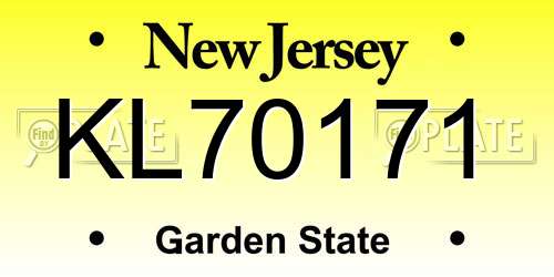 KL70171 New Jersey License Plate