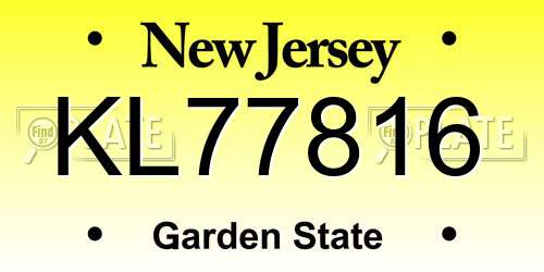 KL77816 New Jersey License Plate