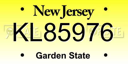 KL85976 New Jersey License Plate