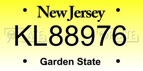 KL88976 New Jersey License Plate