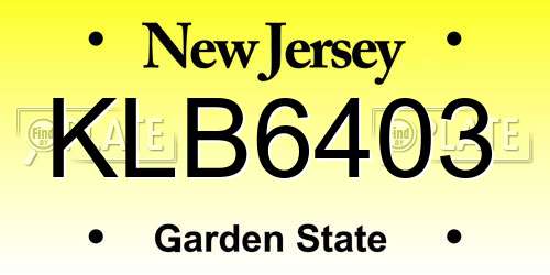 KLB6403 New Jersey License Plate