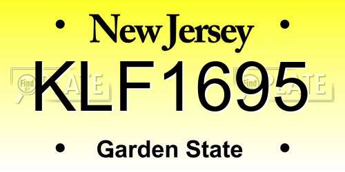 KLF1695 New Jersey License Plate