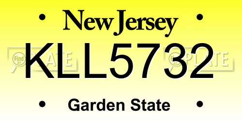 KLL5732 New Jersey License Plate