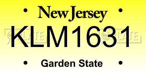 KLM1631 New Jersey License Plate