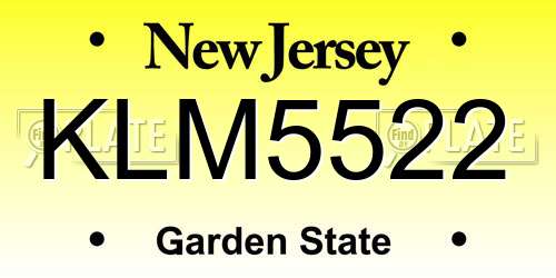 KLM5522 New Jersey License Plate