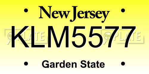 KLM5577 New Jersey License Plate