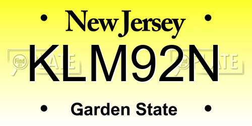 KLM92N New Jersey License Plate