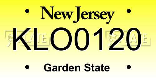 KLO0120 New Jersey License Plate
