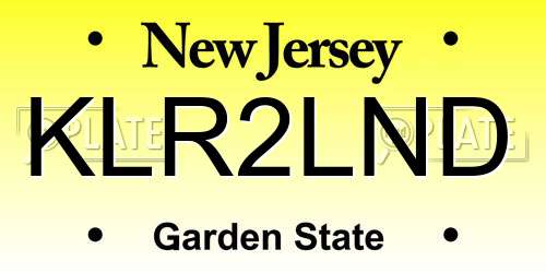 KLR2LND New Jersey License Plate