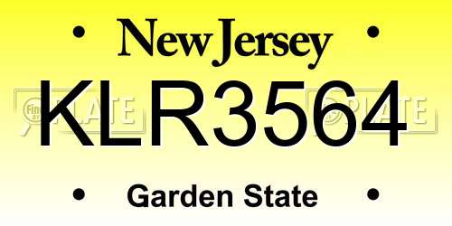 KLR3564 New Jersey License Plate