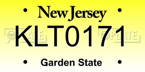 KLT0171 New Jersey License Plate